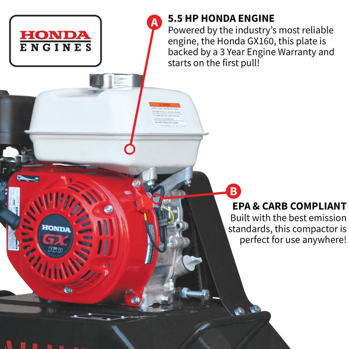 Tomahawk Power 5.5 HP Honda Vibratory Plate Compactor Tamper for Ground, Gravel, Dirt, Asphalt, Compaction - Product Image 6
