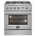 Forno Marco 30-inch Gas Range with 4 Burners and 4.32 Cu.ft. Convection Oven in Stainless Steel (FFSGS6277-30) FORNO