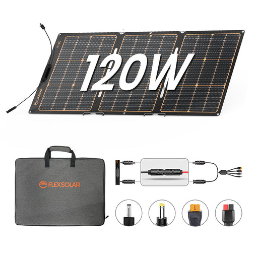 Flex Solar Flexsolar® F120 Foldable Solar Panel for Power Station| 120W（4 in 1 Extention Cable Not Included）