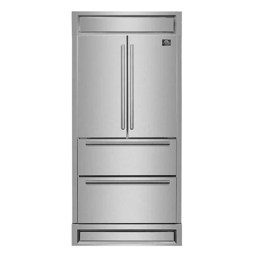 Forno Moena 36-Inch French Door 19.2 cu. ft Refrigerator with Modern Decorative Grill in Stainless Steel (FFRBI1820-40MG) FORNO