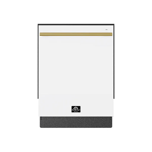 Forno Romano Espresso 24-Inch Built-In Dishwasher in White with Brass Handle (FDWBI8035-24WHT) FORNO