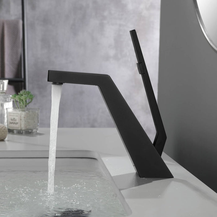 Brushed Gold or matte black or brushed nickel Bathroom Sink Faucet single handle with pop up overflow brass drain - top view