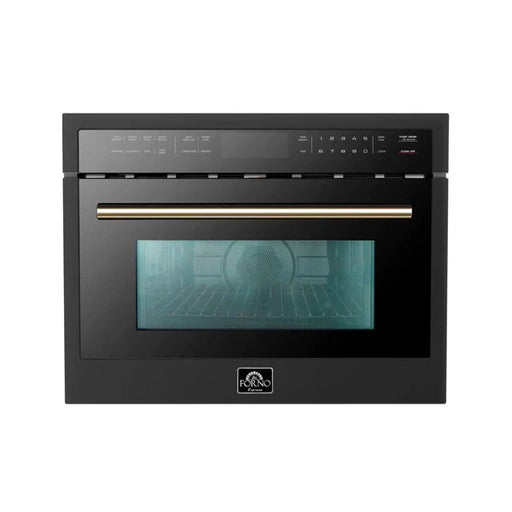 Forno Oliena Espresso 24-Inch 1.6 Cu.ft Compact Oven in Black with Brass Handle (FMWDR3093-24BLK) FORNO