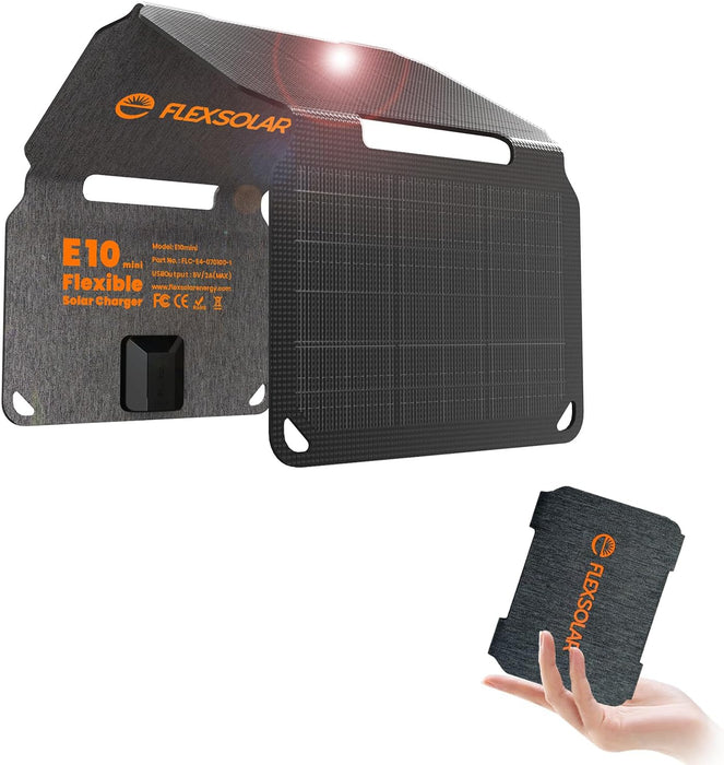 Flex Solar FlexSolar® E10 MINI Solar Panel, USB Solar Charger Foldable Portable IP67 Waterproof(Used-Like New)