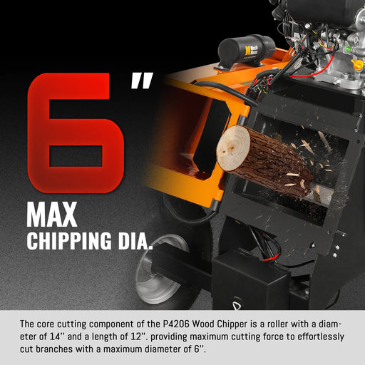 6 inch E-start ZONSEN 459cc 15hp Gasoline Engine Powered Drum Wood Chipper ,  P4206