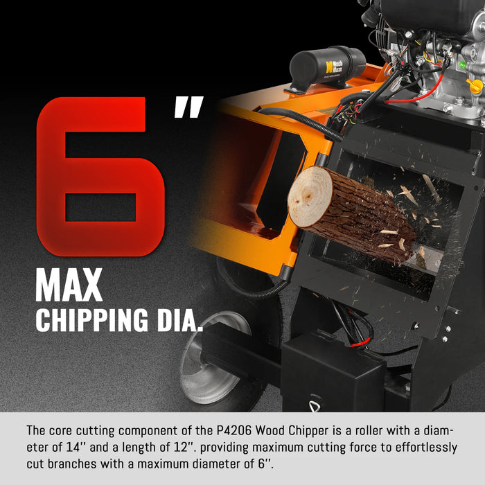 6 inch E-start ZONSEN 459cc 15hp Gasoline Engine Powered Drum Wood Chipper ,  P4206