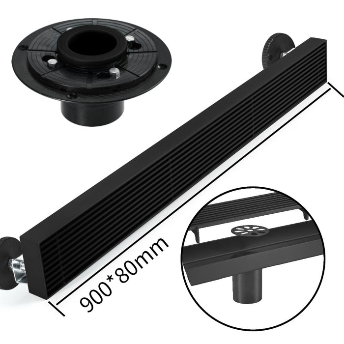 wonderland shower inc Matte Black Linear shower drain stainless steel material 24 inch or 35.4 inch with grid... - Close-Up
