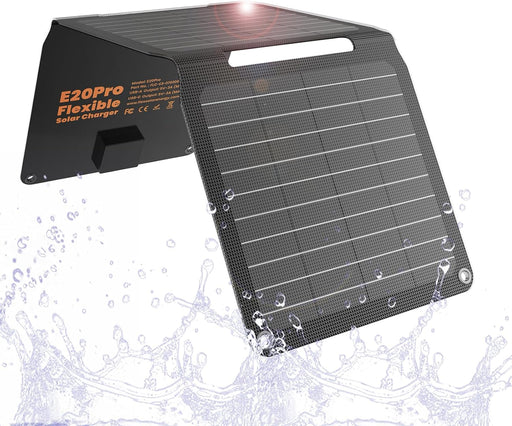 Flex Solar FlexSolar® E20 Pro Solar Panel Charger 5V USB-A USB-C Output Foldable IP67 Waterproof Camping Hiking Emergency|20W