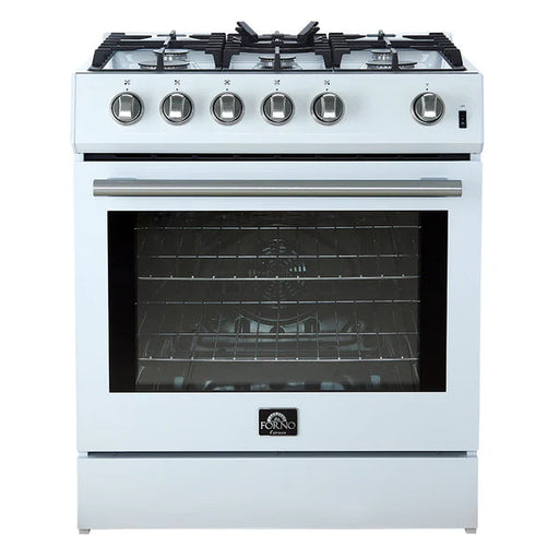 Forno Leonardo Espresso 30-Inch Gas Range in White with Stainless Steel Handle (FFSGS1116-30WHT) FORNO