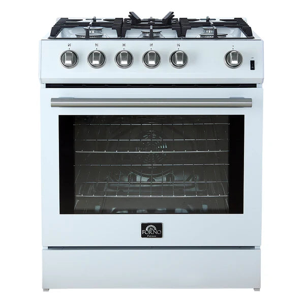 Forno Leonardo Espresso 30-Inch Gas Range in White with Stainless Steel Handle (FFSGS1116-30WHT) FORNO