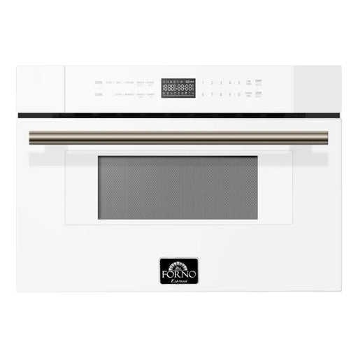 Forno Capoliveri Espresso 30-Inch 1.2 Cu.ft Microwave Drawer in White with Brass Handle (FMWDR3000-30WHT) FORNO
