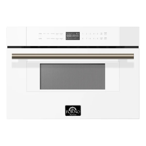 Forno Capoliveri Espresso 30-Inch 1.2 Cu.ft Microwave Drawer in White with Brass Handle (FMWDR3000-30WHT) FORNO