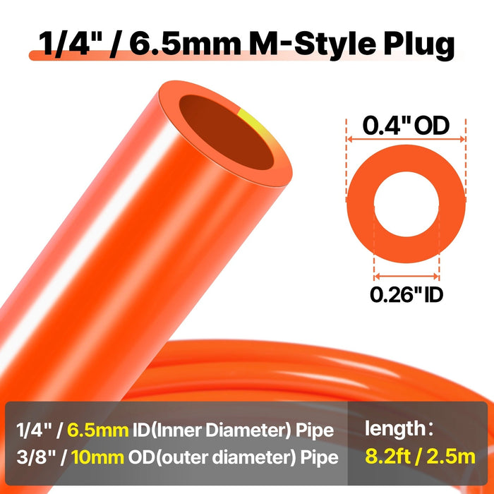 6.5mm ID Air Line Hose with M-Style Plug, for SKU: 501014, 501015, 501016, 501017, 501018, 501019, 501020, 501021, 50102