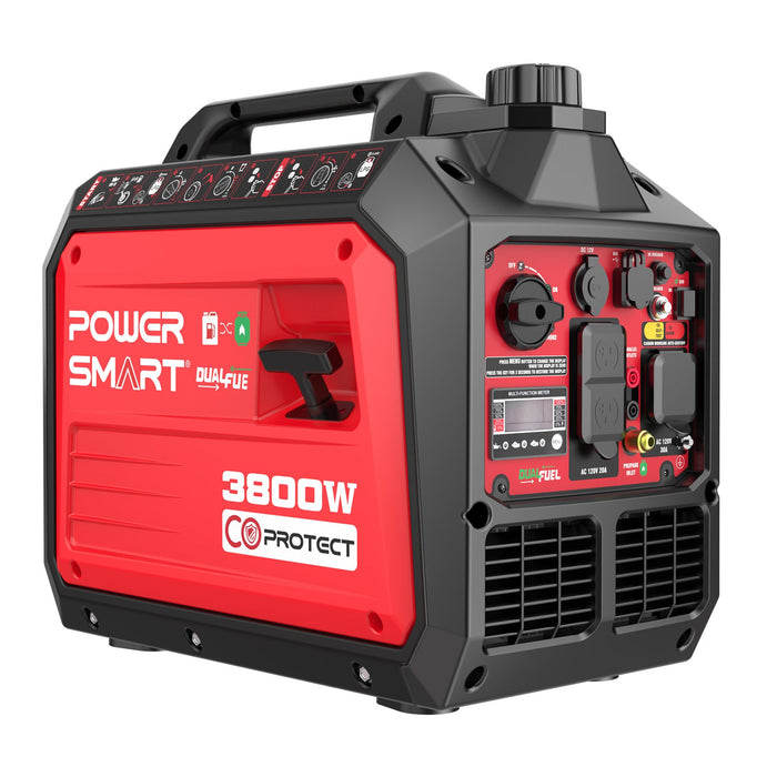 PowerSmart 3800W/3500W Gas/Propane Dual Fuel Inverter Generator w/ CO Alert HB5040DC