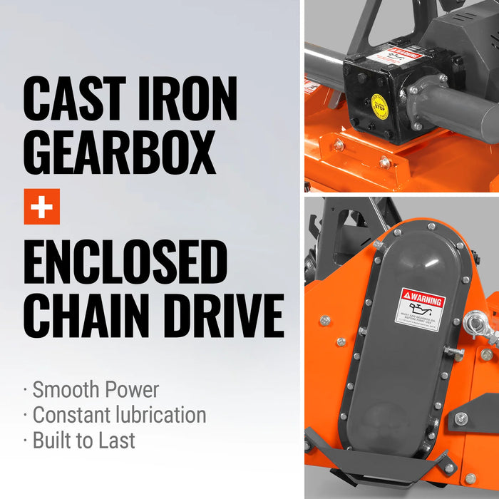 65 in Stone Burier Reverse Rotary Tiller,  3 Point Hitch Cat.1,  Chain — lifestyle view