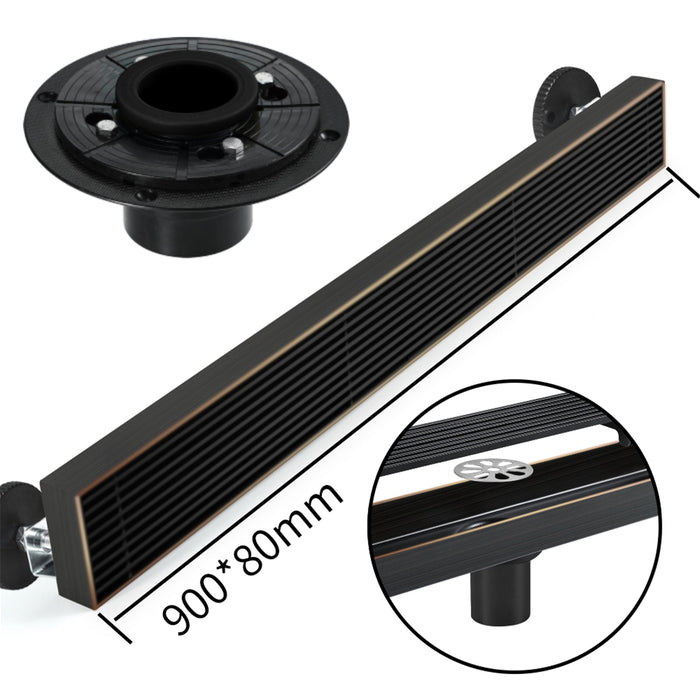 wonderland shower inc Oil Rubber Bronze Linear shower drain stainless steel material 24 inch with tile... - Lifestyle View