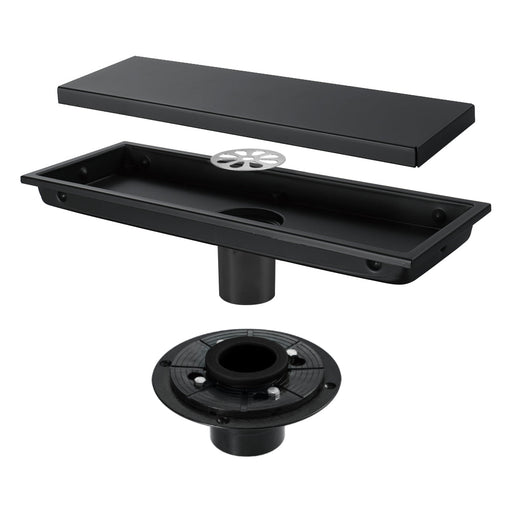 wonderland shower inc Matte Black stainless floor drain 11.8inch x 4.3 inch Shower Accessory - Side View