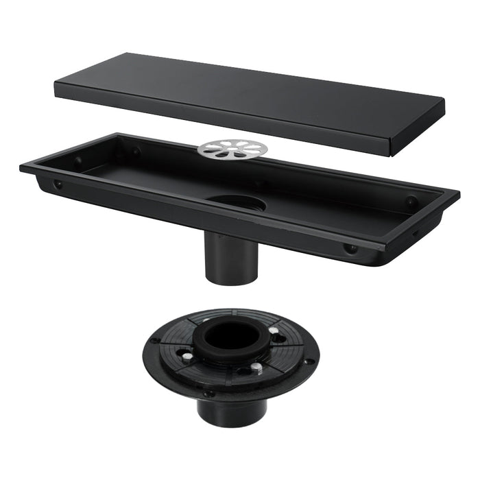 wonderland shower inc Matte Black stainless floor drain 11.8inch x 4.3 inch Shower Accessory - Side View
