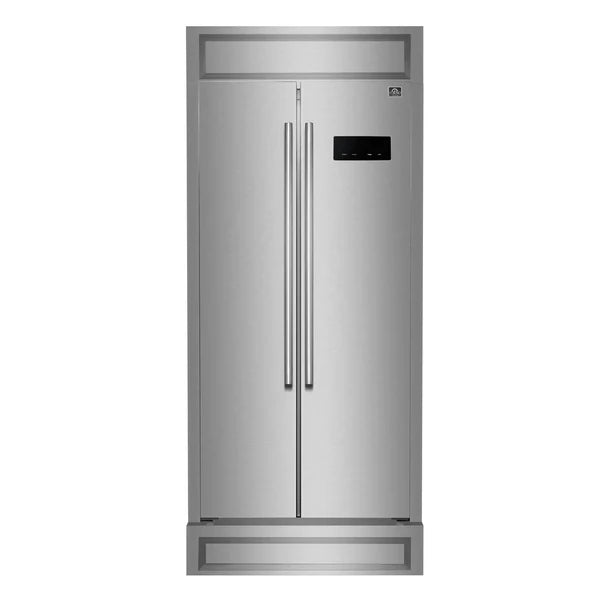 Forno Salerno 33-Inch 15.6 cu.ft Built-in Refrigerator with Modern Decorative Grill in Stainless Steel (FFRBI1805-37MG) FORNO