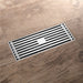 8 Inch Shower Linear Brushed Nickel Drain Rectangular Floor Drain with Accessories Square Hole Pattern Cover Grate Removable Brushed Nickel Brass - angle view
