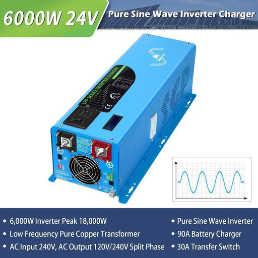 Green Vista Living Sungold Power 6000W DC 24V Split Phase Pure Sine Wave Inverter With Charger - Side View