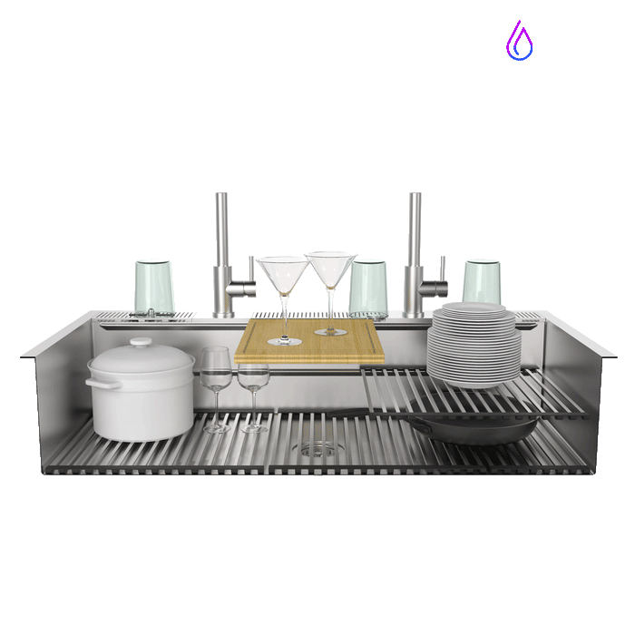 Forno Acqua 45-Inch Undermount 3-Level Workstation MultiSINK with Custom-Fit Accessories (JUXN70)