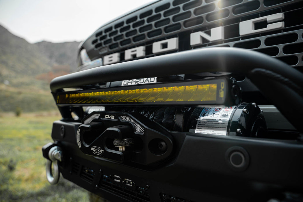 DV8 Offroad 20-Inch Elite Series Amber LED Light Bar Single Row – installed on vehicle, image 5 of 15