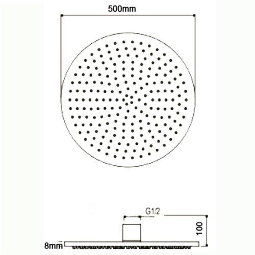 Cascada Showers 20" Ceiling Mount Round Rainfall LED Shower Head, Stainless Steel - Detail View 2