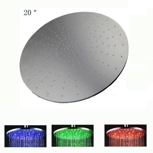 Cascada Showers 20" Ceiling Mount Round Rainfall LED Shower Head, Stainless Steel - Main Product Image