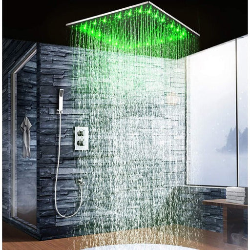 Cascada Showers 20" Ceiling Mounted Thermostatic Shower System LED Rainfall - Alternate View