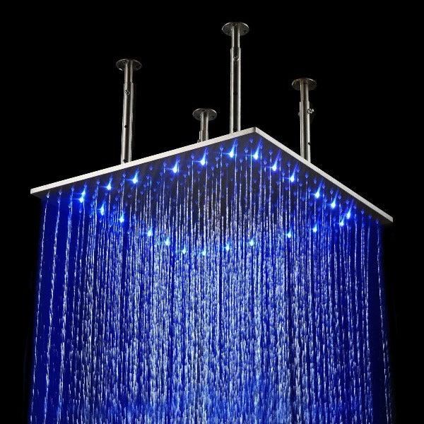 Cascada Luxury 20" LED Rainfall Shower System: Thermostatic Control - Side View