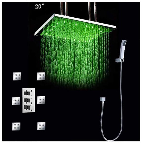 Cascada Showers 20" Cascada Tuscany Rainfall LED Luxury Shower System, Brushed Nickel Finish - Main Product Image