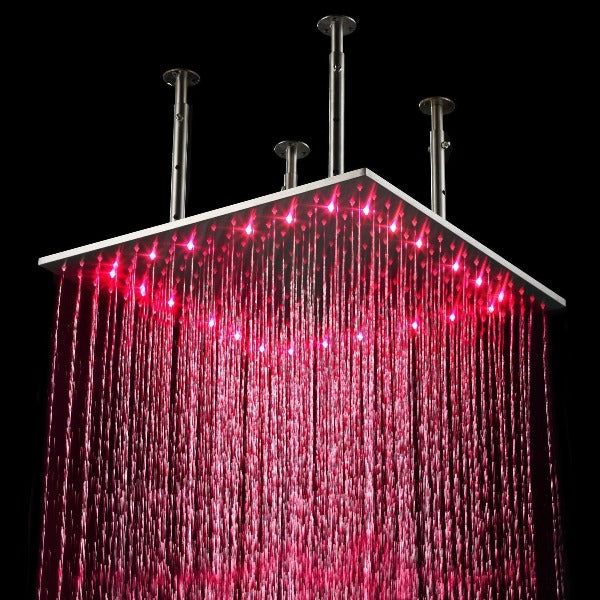 Cascada Showers 20" Cascada Tuscany Rainfall LED Luxury Shower System, Brushed Nickel Finish - Detail View 3