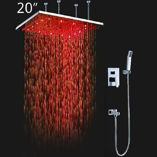 Cascada Showers 20" Rainfall LED Shower Set Double-Function Valve - Main Product Image