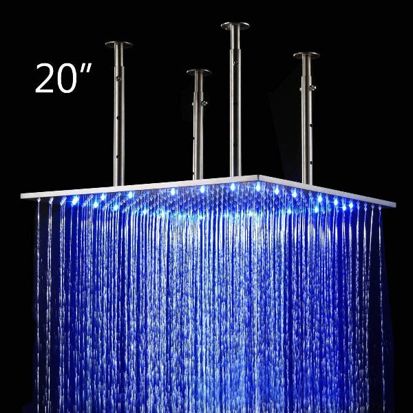 Cascada Square Ceiling Mount Rainfall LED Shower Head (Include Shower Arm)