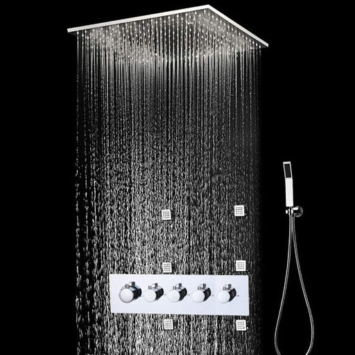 Cascada Showers 20" Square Ceiling Mounted Thermostatic Shower System 4 Rainfall Mode - Main Product Image