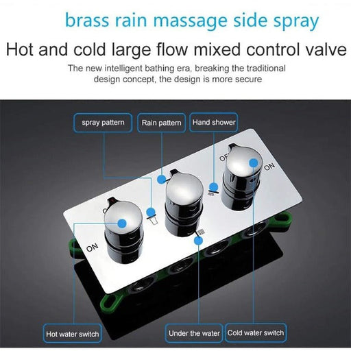 Cascada Showers 20" Square LED Ceiling Mounted Thermostatic Shower System - Alternate View