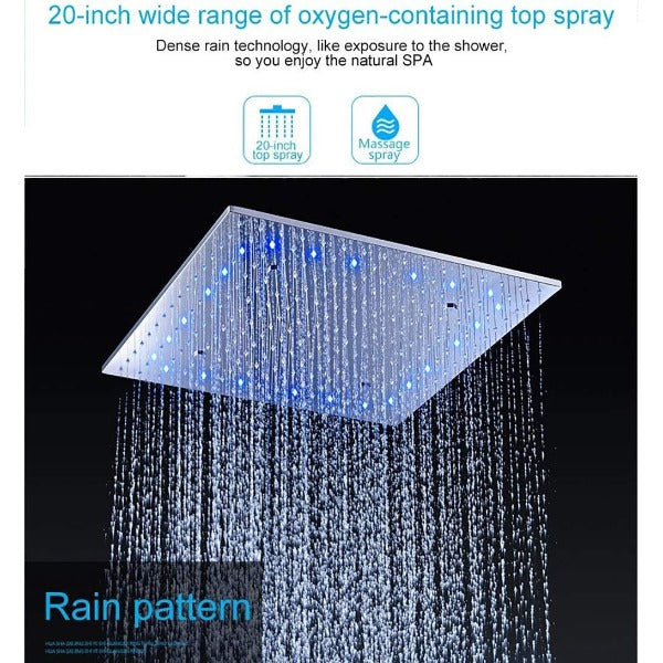 Cascada Showers 20" Square LED Ceiling Mounted Thermostatic Shower System - Product Image 7