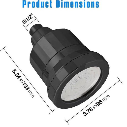 Cascada Filtered Shower Head Black - Side View