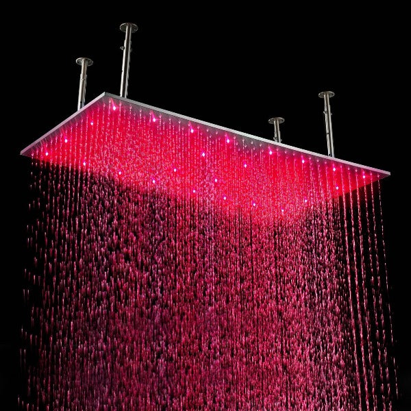 Cascada Showers 20"X40" Luxury Rectangular LED Rain Shower Head Brushed Stainless Steel - Product Image 8