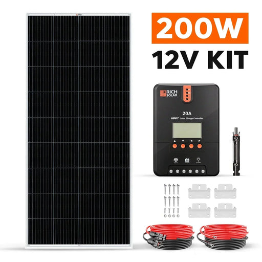 Green Vista Living Rich Solar - 200 Watt Solar Kit - Side View