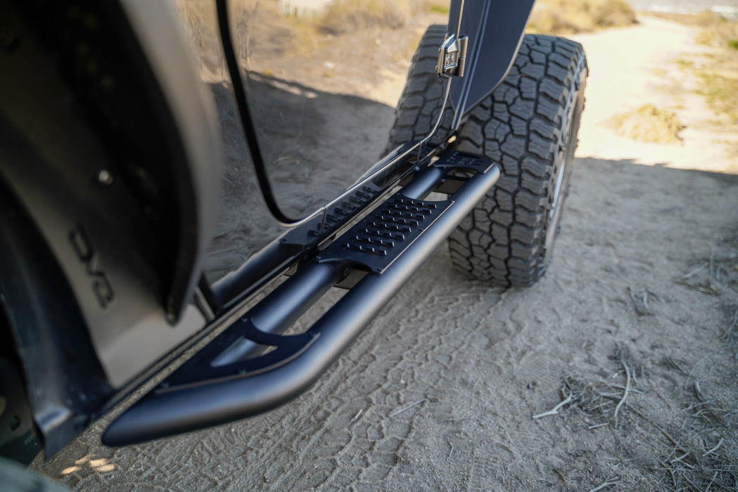 DV8 Offroad 2007-2018 2-Door Jeep Wrangler JK OE Plus Side Steps – installed on vehicle, image 4 of 18