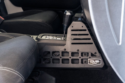 DV8 Offroad 2007-2018 Jeep Wrangler JK Center Console Molle Panels & Device Bridge – installed on vehicle, image 2 of 19