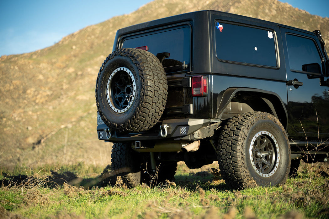 DV8 Offroad 2007-2018 Jeep Wrangler JK FS-7 Series Rear Bumper – installed on vehicle, image 2 of 11