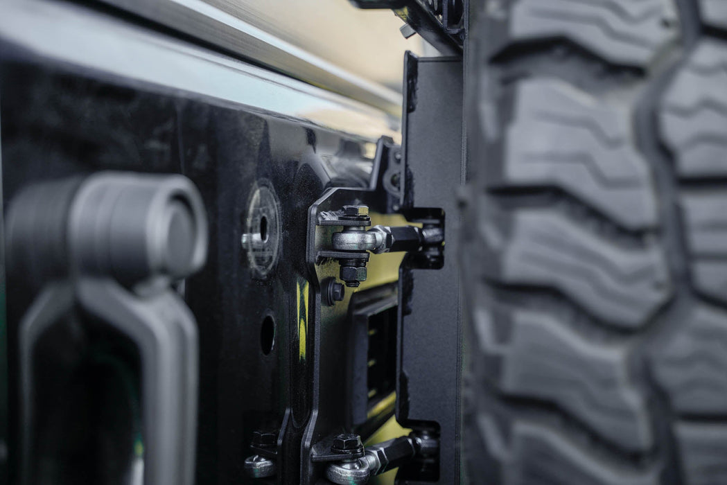 DV8 Offroad 2007-2018 Jeep Wrangler JK Tire Carrier for MTO Bumper – installed on vehicle, image 15 of 20