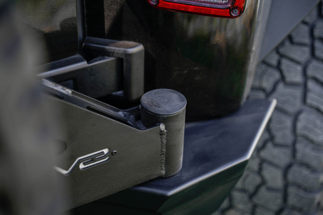 DV8 Offroad 2007-2018 Jeep Wrangler JK Tire Carrier for MTO Bumper – installed on vehicle, image 16 of 20