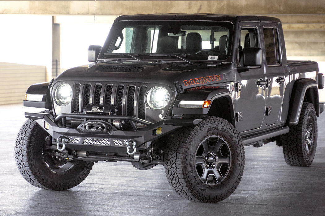 DV8 Offroad 2007-2026 Jeep Wrangler JK/JL & Gladiator JT MTO Series Front Bumper – installed on vehicle, image 15 of 20