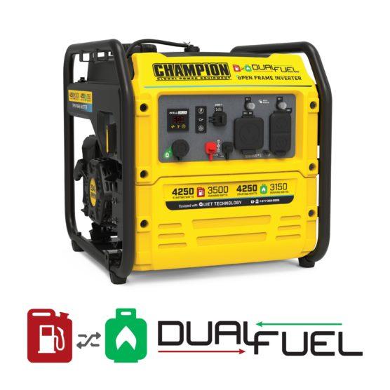 Champion 200977 3500W/4250W Generator Dual Fuel Inverter Open Frame New - Close-Up