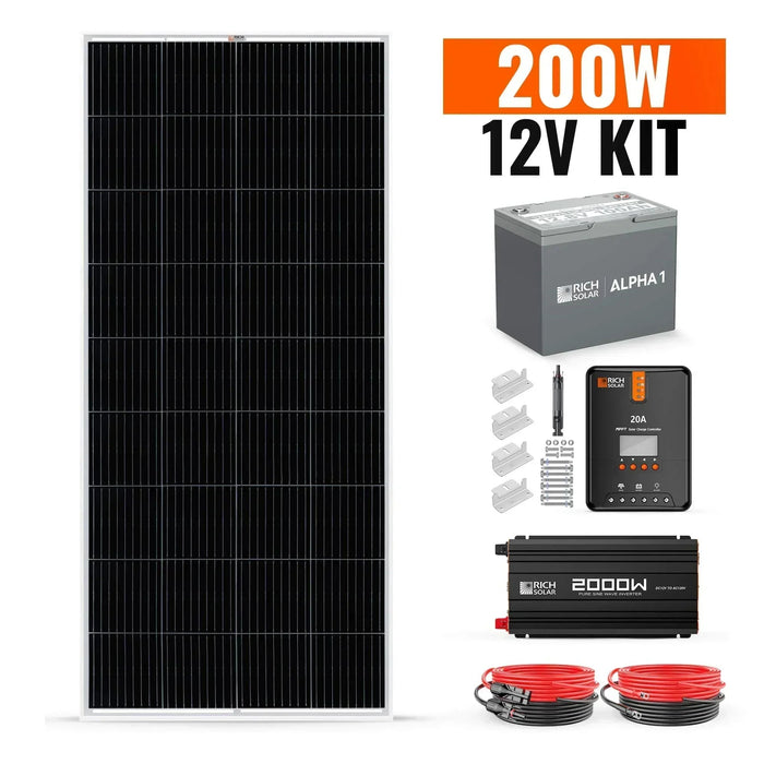 Green Vista Living Rich Solar - 200 Watt Complete Solar Kit - Side View