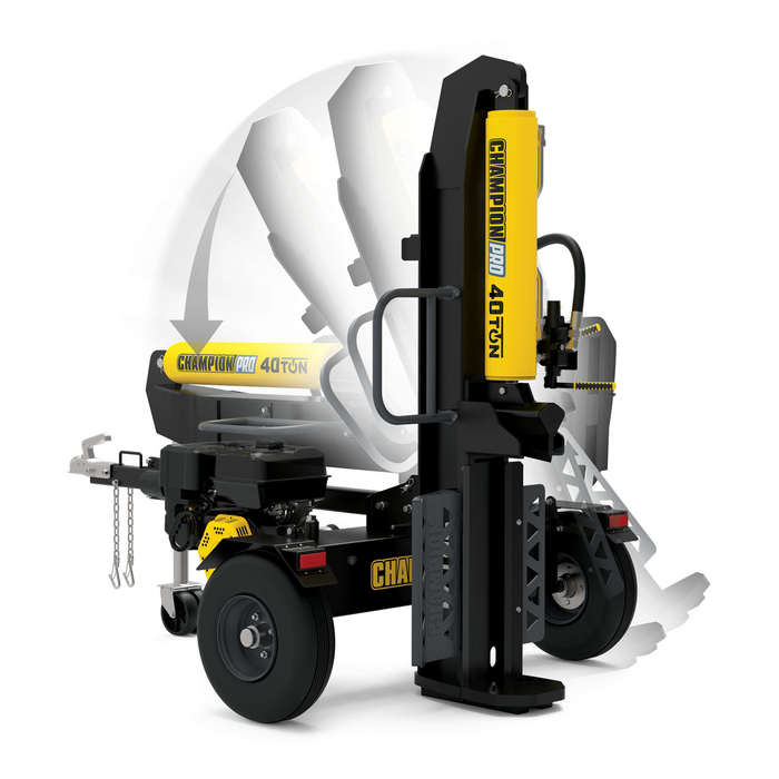 Champion 201091 Pro 40-Ton Log Splitter Horizontal/Vertical Full Beam Gas With Auto Return New - Close-Up